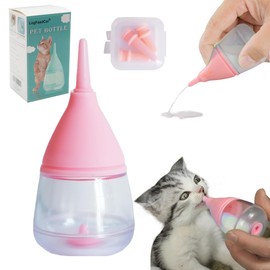 Kitten Bottles for Nursing,Puppy Bottles for Nursing Puppy Milk, Anti-Choking Puppy Feeder Design,with 3pcs Replaceable and Reusable Silicone Nipples for Feeding Newborn Pets (Pink, 40ml+3pcs)
