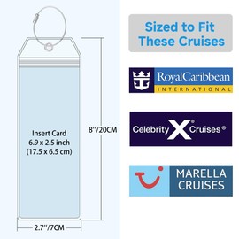 Teskyer 8 Pcs Cruise Luggage Tag Holder Compatible with Royal Caribbean, Celebrity Cruises, Marella (TUI) Cruise, Waterproof, Clear, Durable, Cruise Luggage Tags with Zip Seal, Cruise Essentials