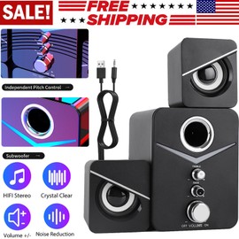 Universal USB 2.1 Computer Speakers System LED Desktop PC Laptop Stereo Player Subwoofer