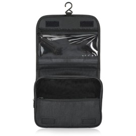 Hanging Toiletry Bag for Bathroom, Travel Toiletry Bag for Men and Women, Cosmetic Bag with Multiple Compartments and Mesh Pockets, Large Storage Space Wash Bag for Travel and Fitness, Black, black,