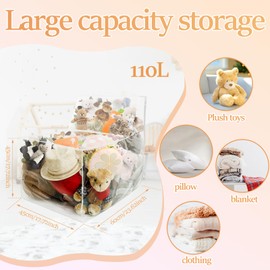 FwQoFvk Waterproof Toddler Clear Bean Bag Chair Cover, PVC Bean Bag Cover, Large Capacity Stuffed Animal Bean Bag Storage for Plush Toys Old Clothes Pillows, 60x45x45cm