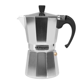 Orbegozo KF 600 - Italienischer Kaffeekocher aus Aluminium, Kapazität: 6 Tassen (280 ml), ergonomischer Griff, Sicherheitsventil, abnehmbarer Filter