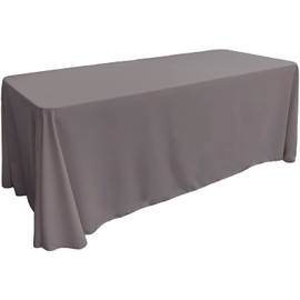LA Linen Polyester Poplin Washable Rectangular Tablecloth, Stain and Wrinkle Resistant Table Cover 90x132, Fabric Table Cloth for Dinning, Kitchen, Party, Holiday 90 by 132-Inch, Gray Dark