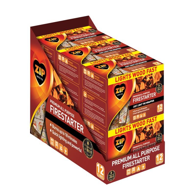 Zip Firestarters Premium All Purpose Wrapped Fire Starters 12 Pack,