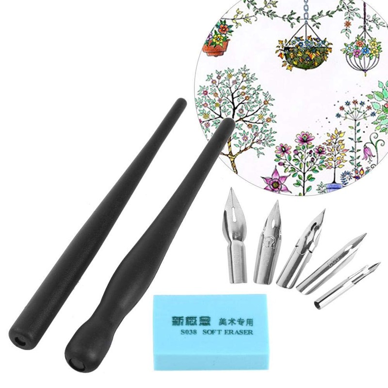 Plumillas de Dibujo Manga, Herramienta de Dibujo Cómico, 2 Soportes