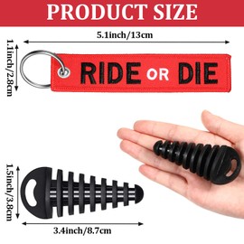 Frienda 3 Pieces 0.6-1.5 Inch Exhaust Tail Pipe Plug Muffler Exhaust Wash Plug with Rubber Silencer and 3 Pieces Red Streamer for Motorcycle Bike 2 Stroke
