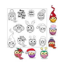Arbuya - Sellos transparentes para decoración de tarjetas y álbumes de recortes, diseño de búho, pingüino, ciervo, Navidad, para manualidades, para decoración y manualidades