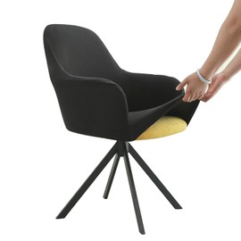 Iauddy Swivel Armchair Accent Dining Chair Cover for Office, Stretch Mid-Back Office Desk Chair Sliopcover Leisure Arm Chair Protector with arms for Living Room(1,Black)
