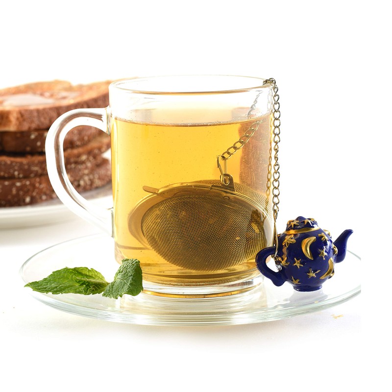 Norpro Stainless Steel 2-Inch Mesh Tea Infuser Ball with Teapot
