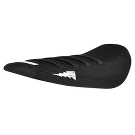 Enjoy Mfg Ribbed Seat Cover - Compatible Fit for Sur Ron Sur-Ron Light Bee MX & X E-Bike - Ribbed- #349 (Bolt Logo) (All Black with Black Ribs)