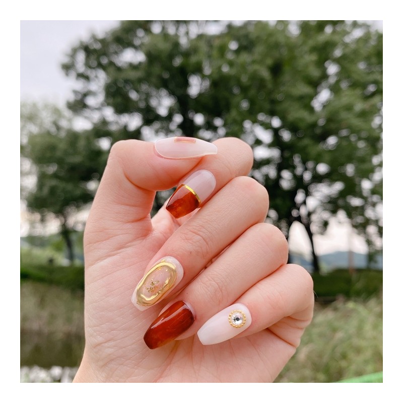 MunNail Brown Sugar Latte - Long Oval / MunNail 흑당라떼