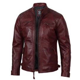Mens Leather Jacket Maroon - Maroon Jackets for Men | [1100104] D1 Maroon, L