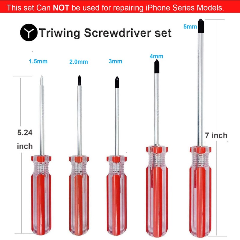 Triwing Screwdriver Set 5 Sizes 1.5mm 2mm 3mm 4mm 5mm,