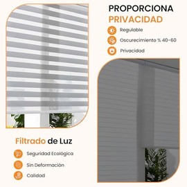 OSLIFE Persianas Enrollables para Ventana,140 x 180cm,Cortinas Blackout | Ajustables Control de Densidad de Luz,Vertical de Doble Capa Estilo Cebra,Co