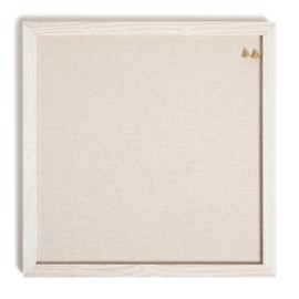 U Brands Rustic Linen Bulletin Board, 14" x 14", White Wood Style Frame, Industrial Grade Pinning Surface, Includes Push Pins