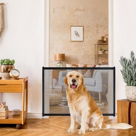 Dog Gate for Stairs Pet Gates for The House: for Stairs Dog Door Barrier Portable Pet Gate Pet Stair Gate No Drilling Required for Stairs, Doorways and Hallways ，with Telescopic Rod (43.3 * 28.3 in)