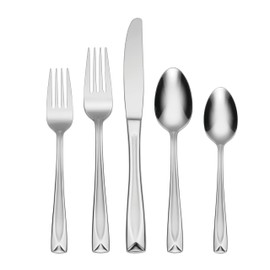 Oneida Satin Lincoln 45 Piece Everyday Flatware Set, Service for 8, 18/0 Stainless Steel, Silverware Set, Dishwasher Safe