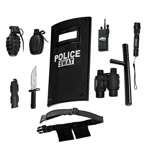 Dress Up America Police Toys Role Play - Ultimate All-in-One Police Costume for Kids – Police Officer SWAT Gear Set Includes Shield, Adjustable Belt, Flashlight & More, Durable Pretend Play