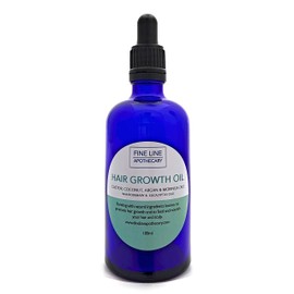 Fine Line Apothecary - Hair Growth Oil - 100% Natural - Castor, Argan, Moringa, Coconut, Rosemary, Eucalyptus. Pure Oils to Promote Hair Growth. Repairs, Nourishes Dry Damaged Hair. 100ml