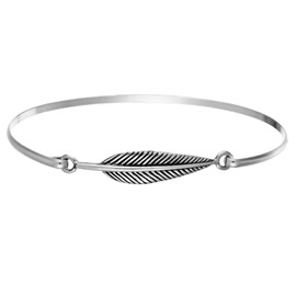 Silverly Women's 925 Sterling Silver Thin Feather Quill Stackable Bangle Bracelet