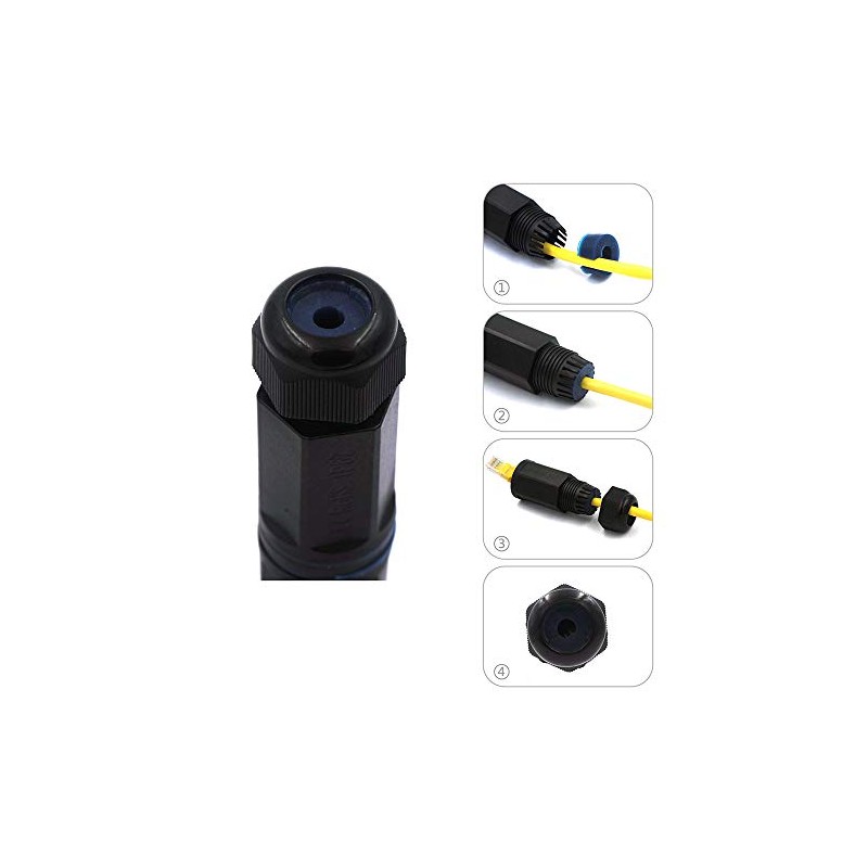 VCE 2-Pack IP67 impermeable RJ45 CAT6 / CAT5E / CAT5