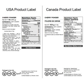 Food to Live Tart Cherry Powder, 1 Pounds – High in Vitamins and Antioxidants, All Natural Superfood, Perfect for Smoothies, Shakes and Cooking, Vegan, Kosher, Bulk