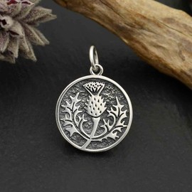 Scottish Thistle 925 Solid Sterling Silver Charm Pendant Bracelet Jewelry Making Supply