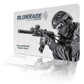 BLOKKADE Off-Block Active RFID/NFC Blocking Card Motif Catcher Collectors Edition Latest Generation Protection Against Data Theft No External Reading by Michael G., gray, Modern