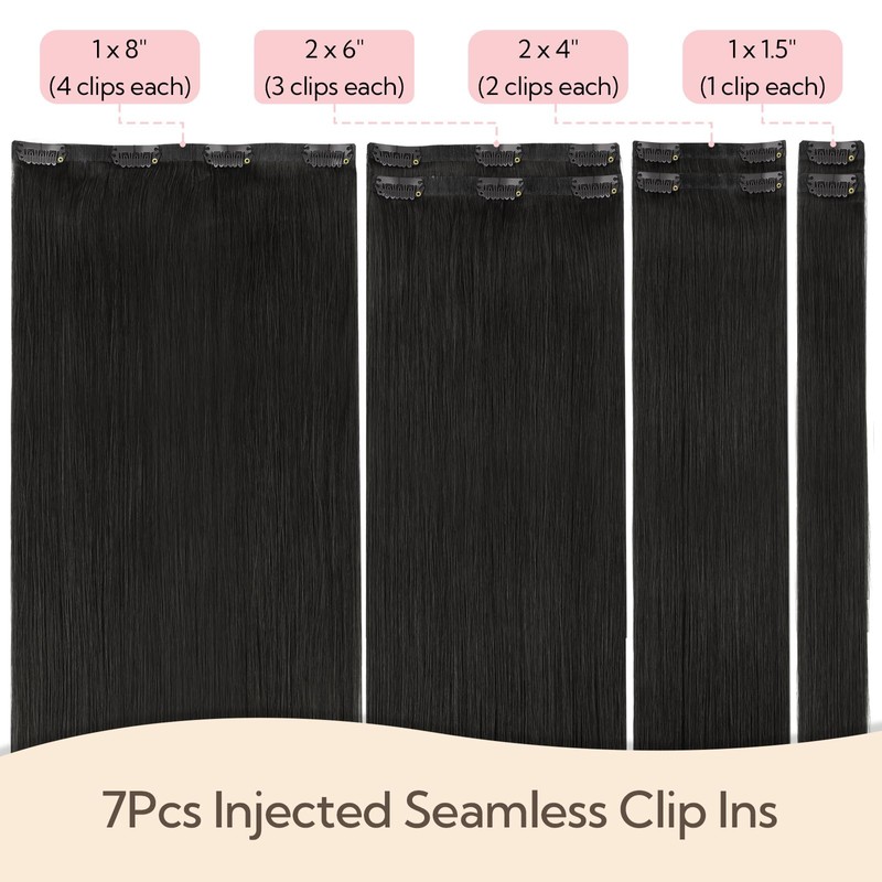 HOTBANANA Invisi Edge Clip in Hair Extensions, 12inch 75g 7Pcs