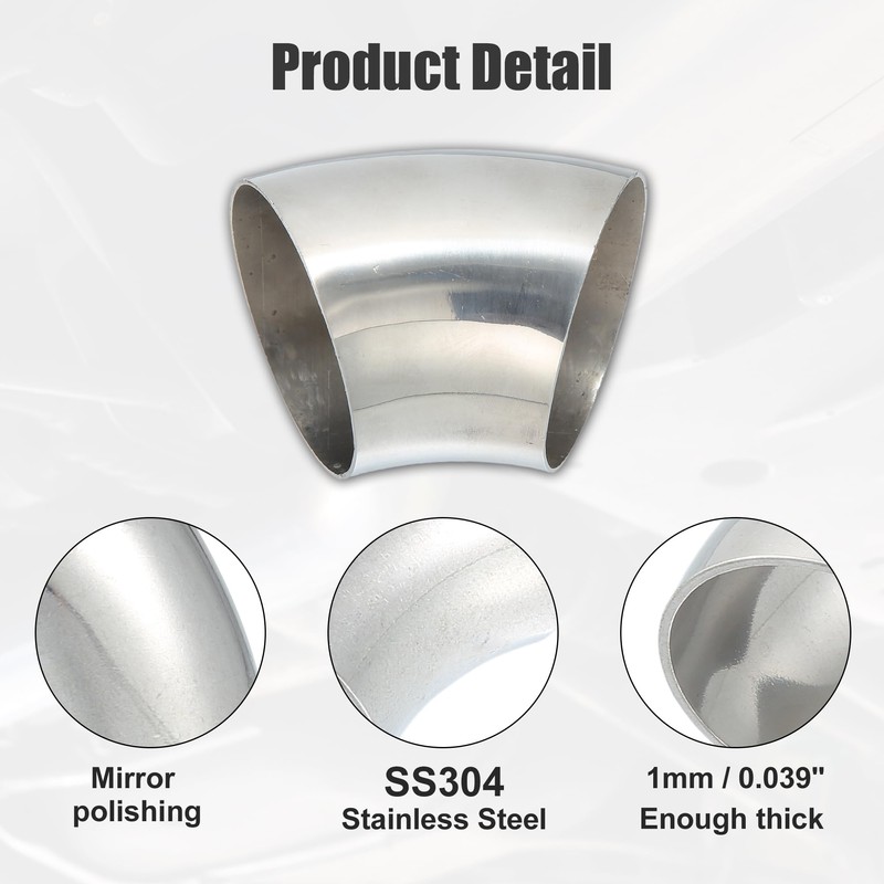 X AUTOHAUX 2pcs 45 Degree Stainless Steel Bend Exhaust Elbow