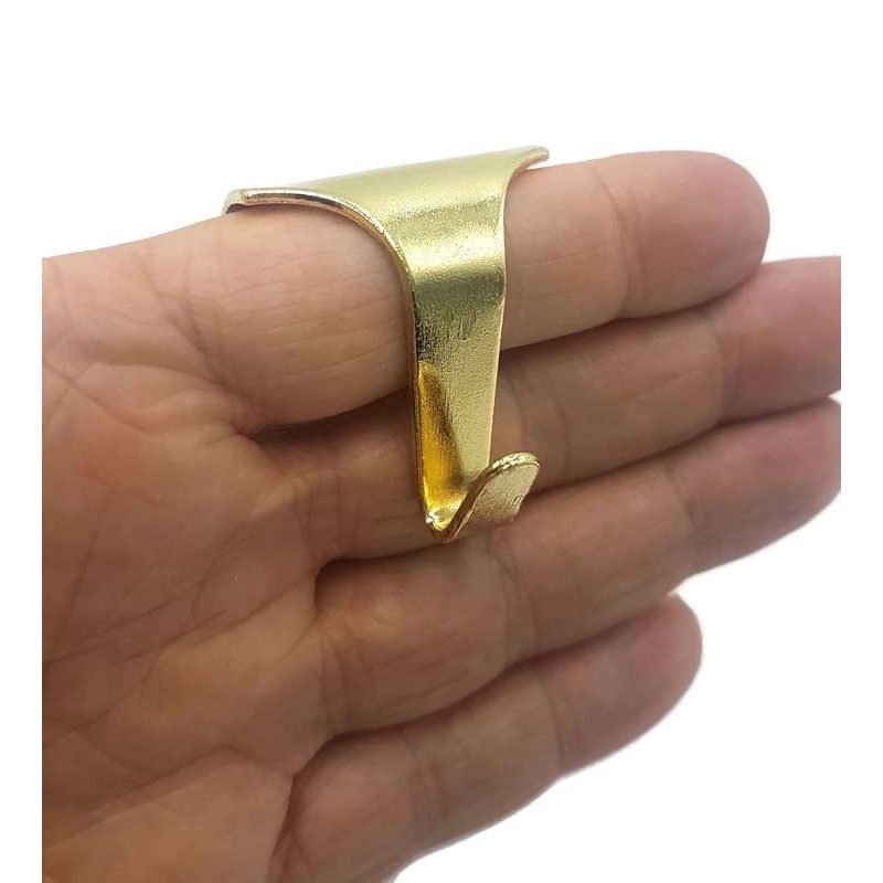 4 x Brass Plated Picture Rail Moulding Hooks Contemporary Heavy