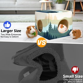 Bienbee Cozy Guinea Pig Bed, Washable Small Pet House - Rabbit/Bunny/Hamster/Chinchilla Accessories - Forest Landscape