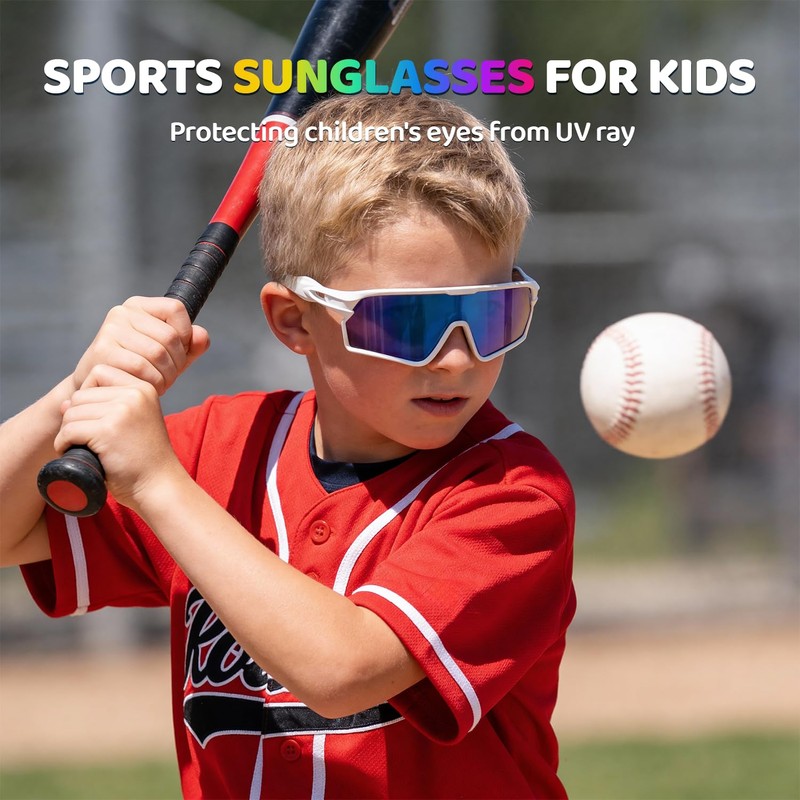 BangLong Kids Polarized Baseball Sunglasses, UV400 Sports Glasses Ages 8-16