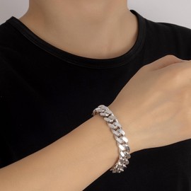 Dankadi Italian Men 925 Sterling Silver Bracelet 8-10-12MM Solid Miami Cuban Link Curb Chain 7" 7.5" 8" 8.5" 9" 9.5" 10" Bangle Man Jewelry Gift (Silver 12MM Smooth, 8 inch)