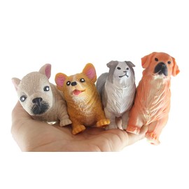 Set of 4 Different Breed Stretchy Dogs - Corgi, Golden Retriever, Collie, and Bulldog - Crushed Bead Sand Filled - Doggy Lover Sensory Fidget Toy Weighted (Random Colors)