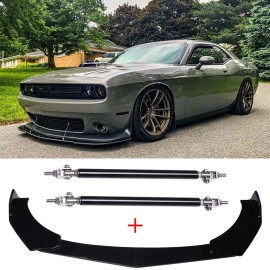 KEEPDSGN For Dodge Challenger R/T SRT SXT SE SRT8 Front Bumper Lip Splitters + Strut Rods