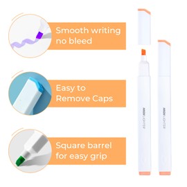 M&G 6 Pcs Aesthetic Cute Pastel Highlighters, Assorted Colors, No Bleed Bible Highlighters, Dry Quick With Soft Chisel Tip Highlighters, Easy to Hold, for Journal, School Supplies, Office, Bible