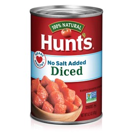 Hunt's Diced Tomatoes No Salt Added, Keto Friendly, 14.5 Ounce (Pack of 12)