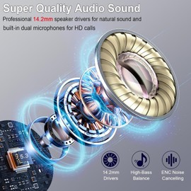 Wireless Earbuds, Bluetooth 5.4 Headphones 2024 Wireless Headphones with Deep Bass, New Mini Bluetooth Earphones in Ear 4 ENC Mic, Noise Cancelling Ear buds 30H Bluetooth Earbud Dual LED Display, Cyan