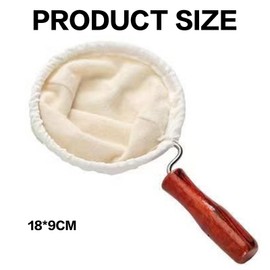 Coffee Filter Cloth Filters Strainer Tool, Reusable Washable Flannel Handmade with Wood Handle Tea Strainer Coffee Sock Bag for Home Office Cafe (Small)