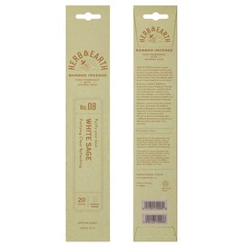 HERB & EARTH H&E Bamboo Incense - White SAGE - 20 Sticks by Nippon KODO, Japanese Quality Incense Since 1575