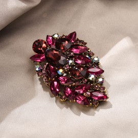 EVER FAITH Marquise Brooch Party Austrian Crystal Pin Vintage Inspired Statement Brooch Clip for Women Clear Silver Tone, Crystal, No gemstone