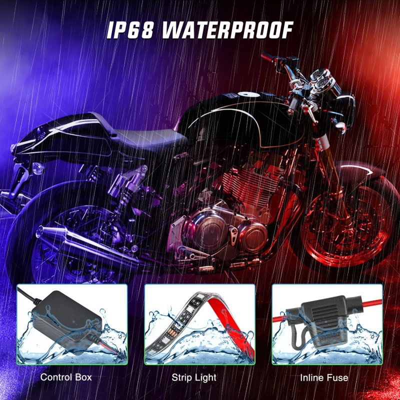 Nilight 12PCS Motorcycle RGB Led Light Kit Waterproof Underbody Light