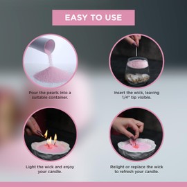 nimaware Pearled Candle Sand | Refillable Non-Toxic Powder Candle Kit | Vegan Wax Beads | 30 Wicks | DIY Sand Candle Making | Long Lasting & Safe | Scented | 8.8 Oz (Pink)