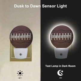 Uanvaha Night Lights Plug into Wall American Football Laces Close Up Night Light Dusk to Dawn Sensor LED Lamp for Bedroom Bathroom Living Room, 0.5W Sleep Friendly
