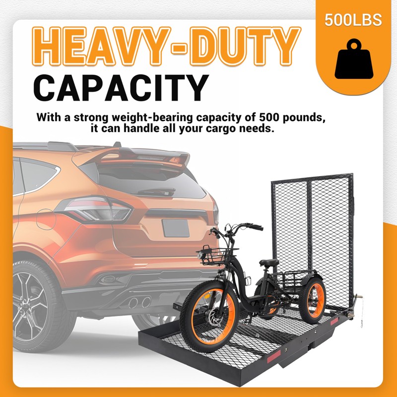 HECASA Hitch Mount Cargo Scooter Carrier Rack w/Foldable Ramp 3"