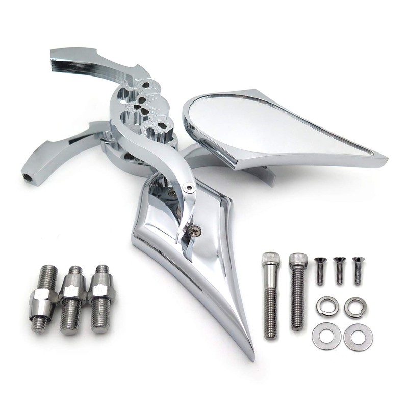 SMT-CHROME Billet Skull Blade Mirror Compatible With Harley Electra Heritage