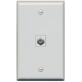 RiteAV Coax Cable TV Wall Plate 1 Gang - Flat Style [Gray/Gray]