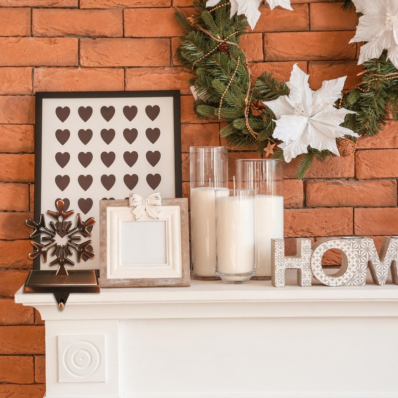 Iconikal 4-Pack Stocking Hanger Holder, Oil-Rubbed Bronze Snowflake Weighted Base