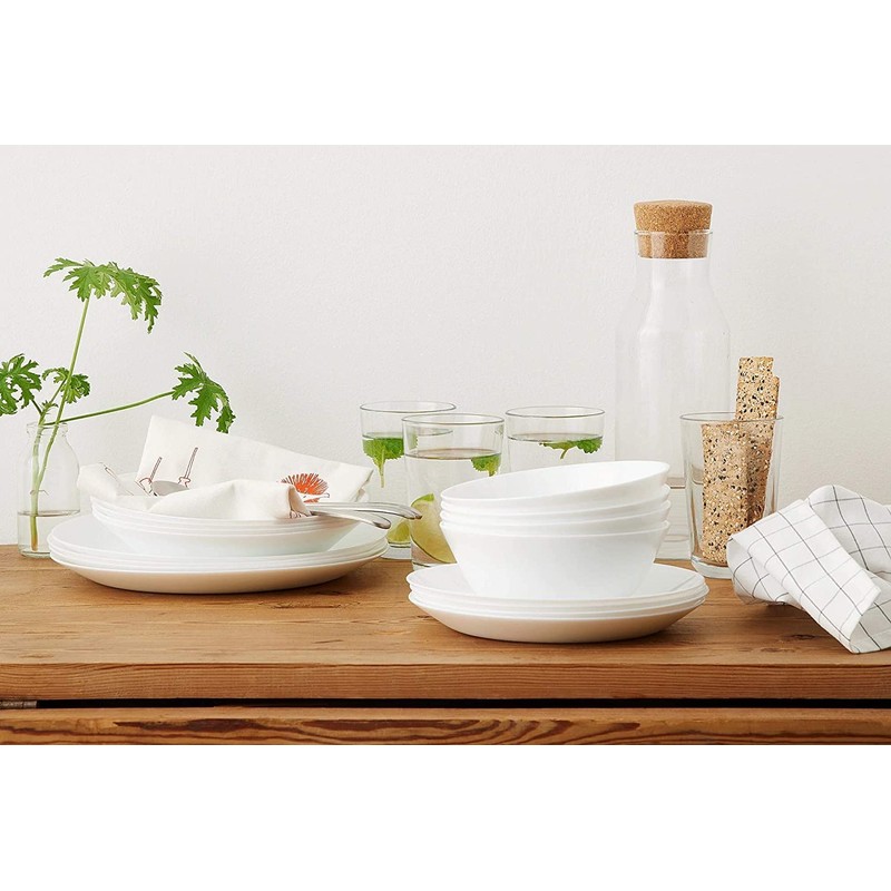 IKEA Tempered Glass Deep Plates (6 Pieces, White, 20 cm)